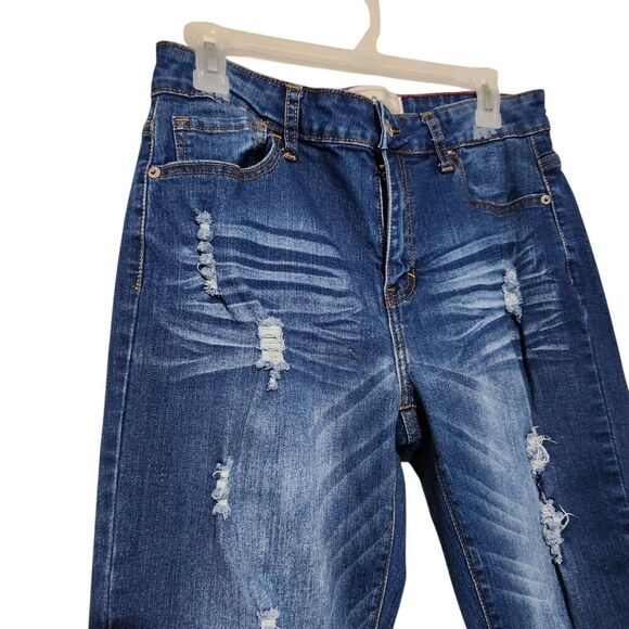 Lucky and Blessed Jeans Size 10 Blue Distressed Straight Leg - Picture 4 of 16